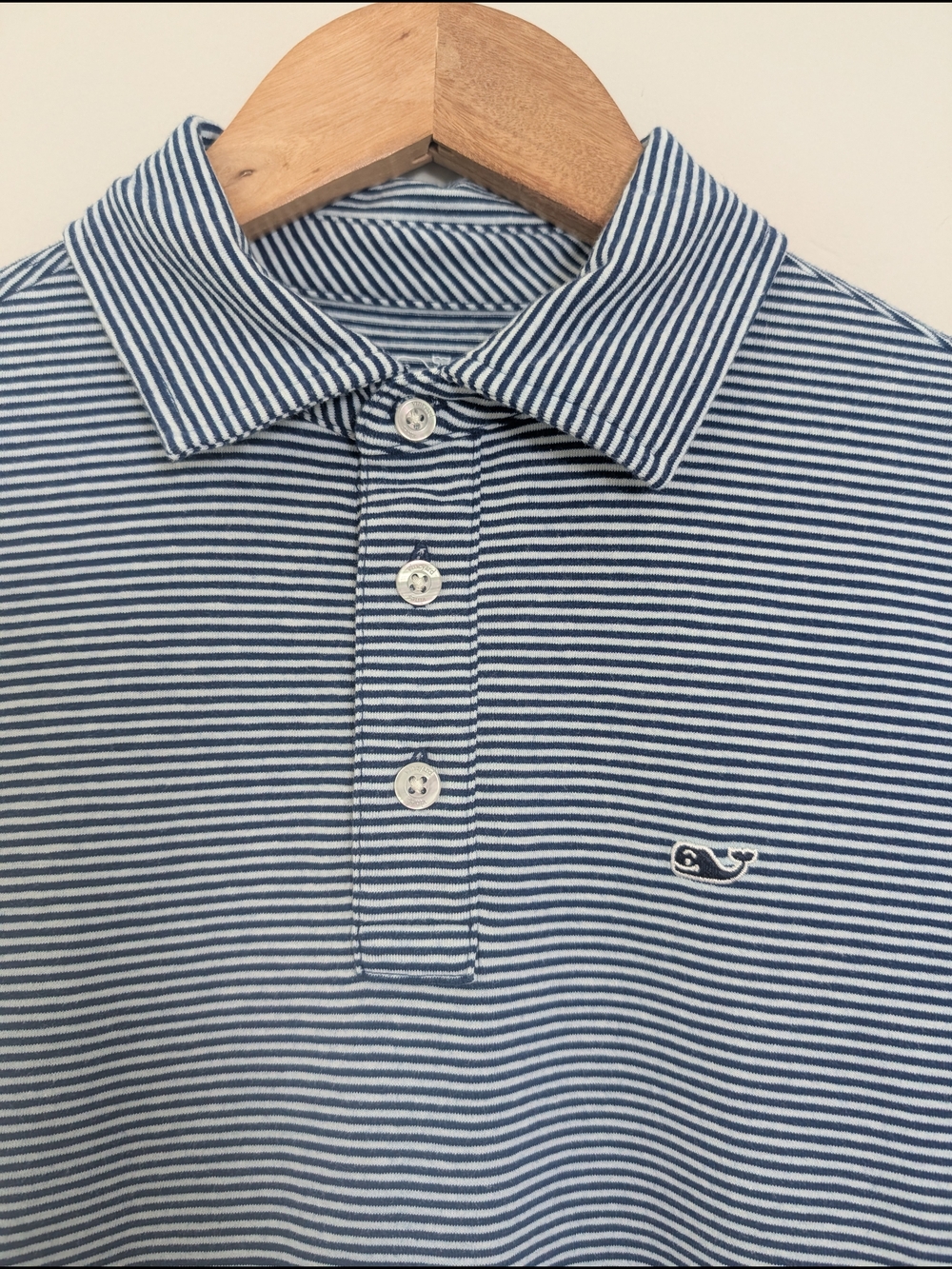 Vineyard Vines Edgartown Polo XL Boys Blue White Stripe Long Sleeve Shirt - Picture 3 of 10